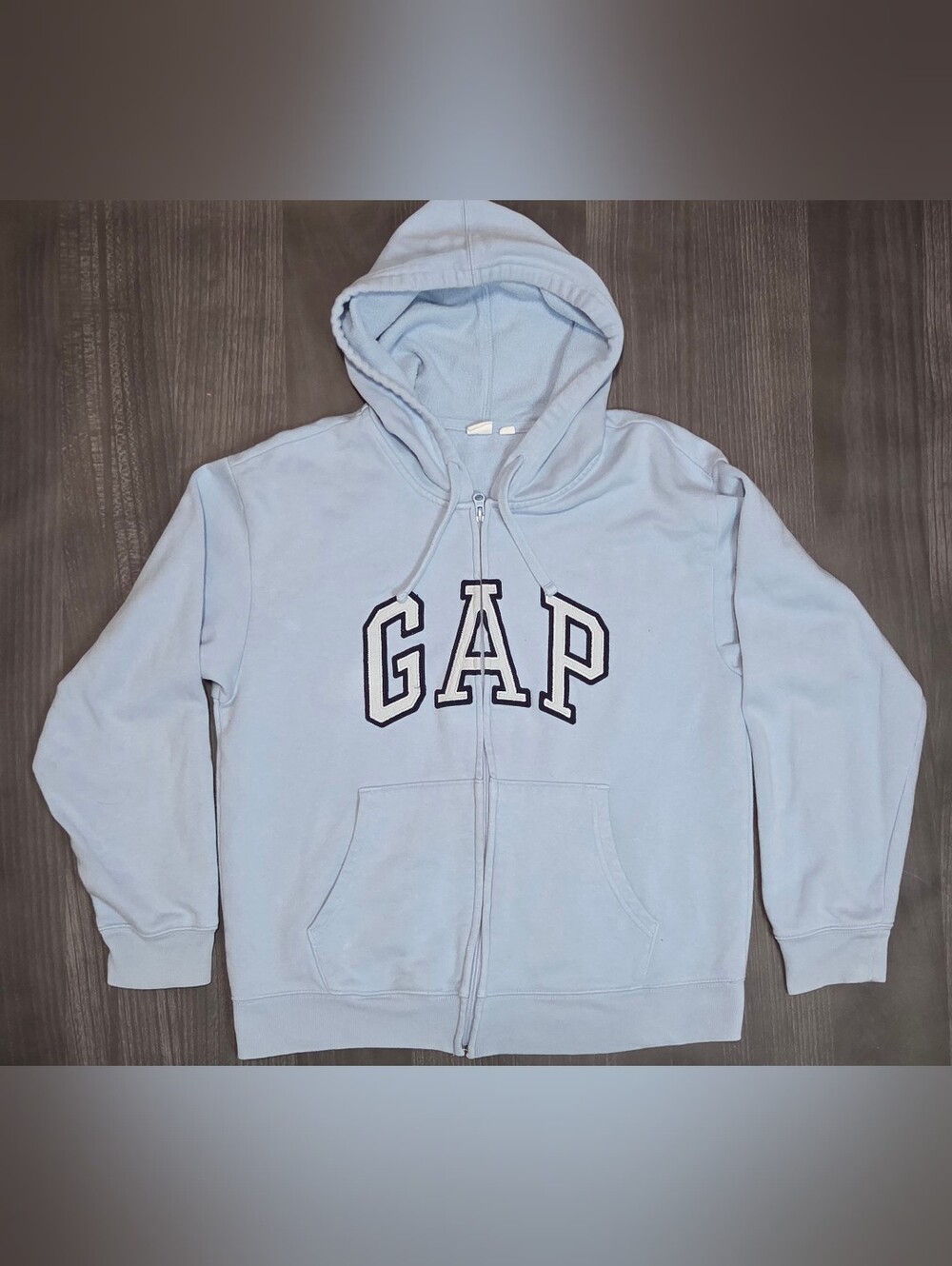 Gap Women's Relaxed Logo Zip Hoodie Light Blue Size M